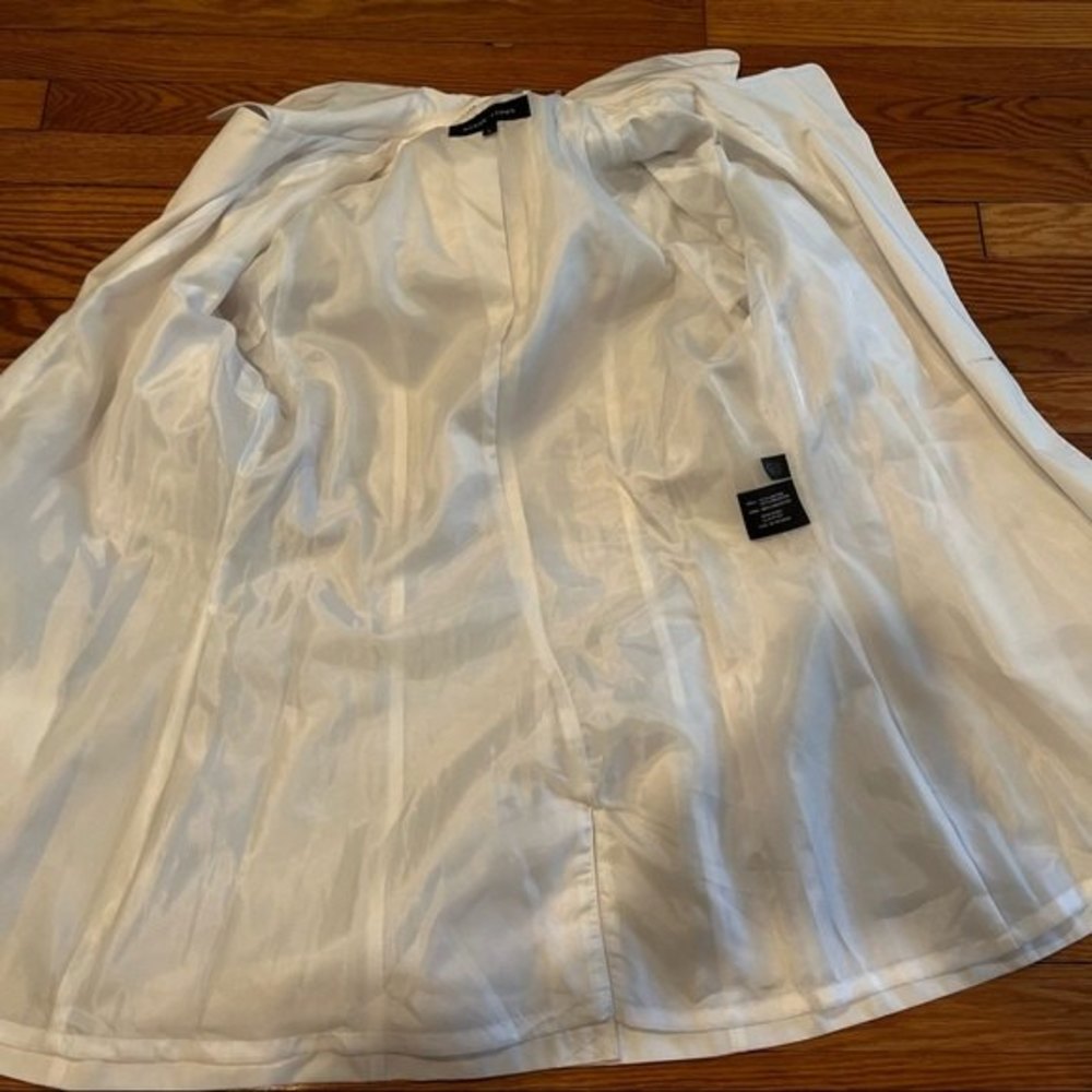 Black Rivet White Long Trench Coat with Removable Hood Large - Picture 6 of 10